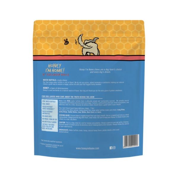 Honey I m Home Dog Buffalo Collagen Rolls 6 Inch 3 Pack Supply