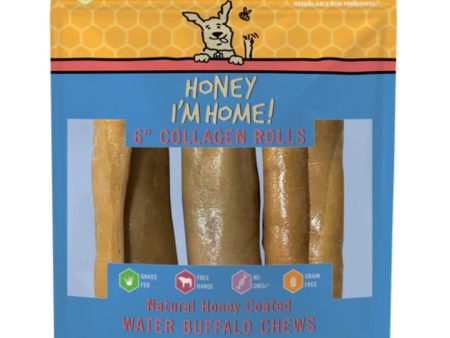 Honey I m Home Dog Buffalo Collagen Rolls 6 Inch 3 Pack Supply