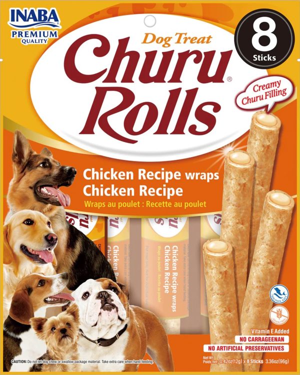 Inaba Dog Churu Rolls Chicken Wraps 6Ct 3.36Oz Discount