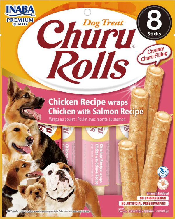 Inaba Dog Churu Rolls Chicken S Almon Wraps 6Ct 3.36Oz For Discount