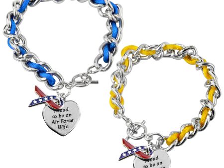 Proud to be an Air Force Wife Ribbon Charm Bracelet Online now