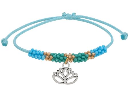 Beaded Lotus Aqua Bracelet! Online Sale