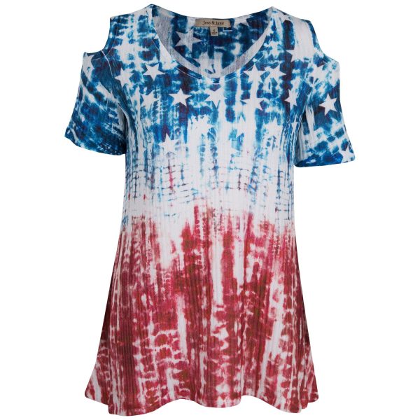 Tie-Dye Americana Cold Shoulder Top For Sale