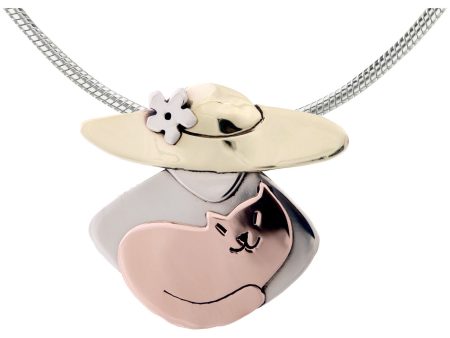 Cat Lover Mixed Metals Necklace For Cheap