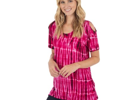 Fuchsia Rain Cold Shoulder Top Cheap