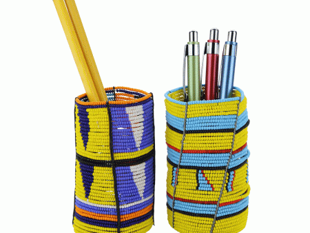 Kenyan Beaded Pencil Pot on Sale