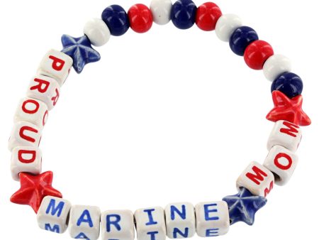 Proud Marine Mom Ceramic Bead Bracelet For Cheap