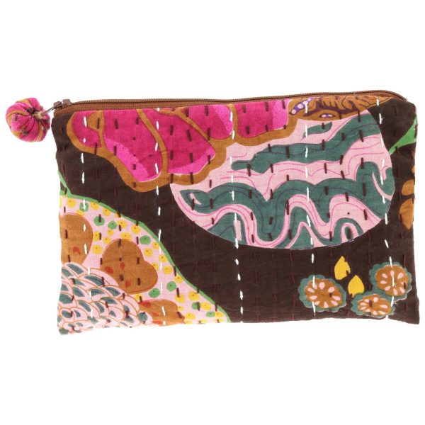 Hand-Stitched Kantha Cosmetic Bag Sale