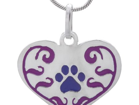 Art Nouveau Paw Print Heart Sterling Necklace Online