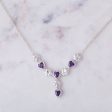 Amethyst Hearts & Paws Sterling Drop Necklace Discount