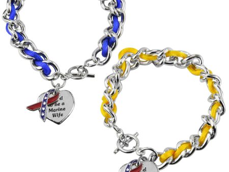 Proud to be a Marine Wife Ribbon Charm Bracelet Sale