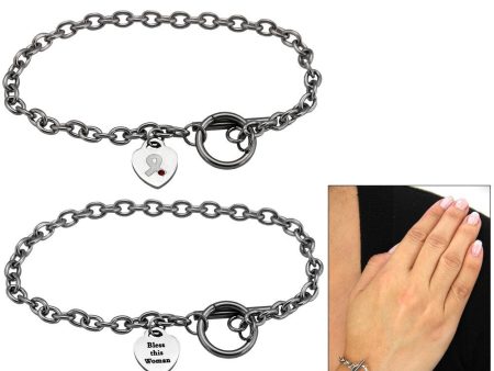 Bless This Woman Diabetes Ribbon Heart Bracelet on Sale