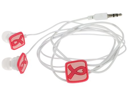 Pink Ribbon Love Earbuds For Cheap