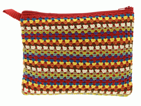 Crochet Stripe Cosmetic Bag Hot on Sale