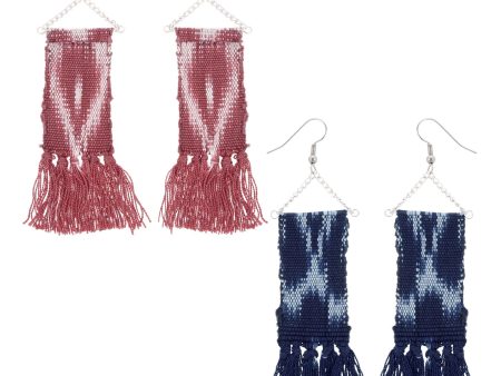 Woven Ikat Fringe Earrings Hot on Sale