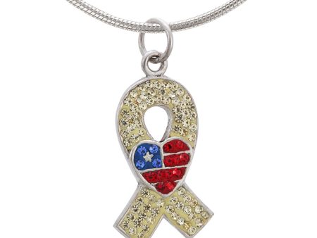 American Heart Yellow Ribbon Crystal & Sterling Necklace Online now