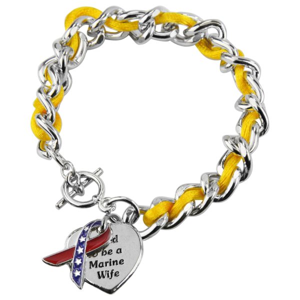 Proud to be a Marine Wife Ribbon Charm Bracelet Sale