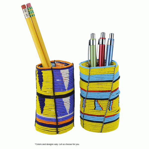 Kenyan Beaded Pencil Pot on Sale