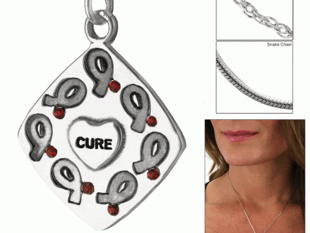 Dancing Ribbons Cure Diabetes Sterling Necklace Cheap