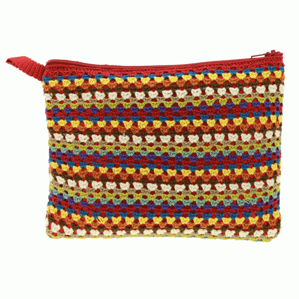 Crochet Stripe Cosmetic Bag Hot on Sale