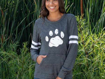 Paw Stripe Thermal Long Sleeve Top Online now